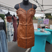 Brown Faux Leather Dress