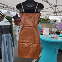 Brown Faux Leather Dress