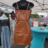 Brown Faux Leather Dress